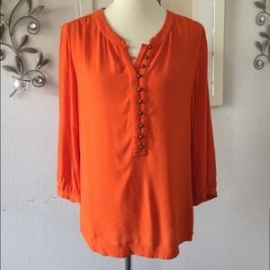 Banana Republic Long Sleeves Buttoned Orange Blouse Size S